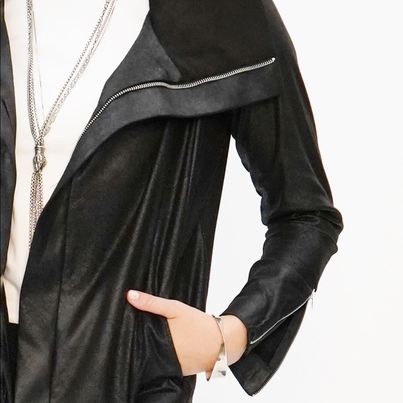 NWOT DUETTE NYC Vegan Matte Suede Moto Jacket - "The Varick" - Picture 9 of 12